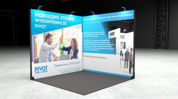 stoisko targowe modułowe zamknięte z dwóch stron do samodzielnego montażu